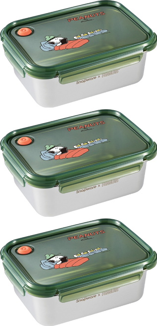 Corelle Brands 康寧餐具 Snapware SNOOPY 露營趣 不鏽鋼保鮮盒 1850ml, 3個