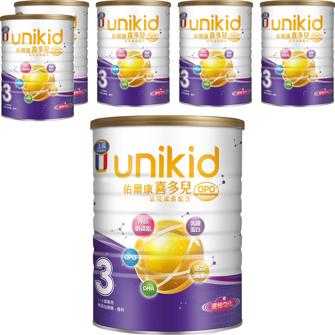 unikid 佑爾康 喜多兒幼兒成長配方OPO Premium 3號 1~3歲, 850g, 6罐