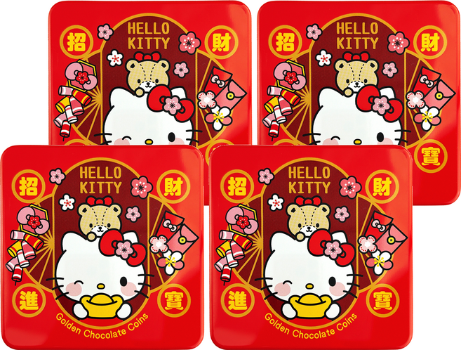 AMANDIER 雅蒙蒂 Hello Kitty招財進寶金幣巧克力風味糖, 39g, 4個