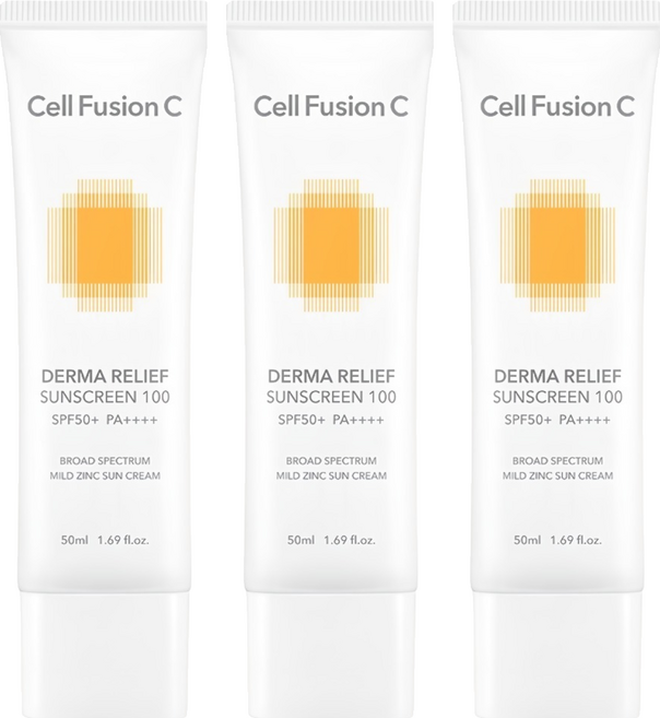 Cell Fusion C 秀膚生 台灣公司貨 超水潤涼感防曬霜 SPF50+ PA++++, 50ml, 3個