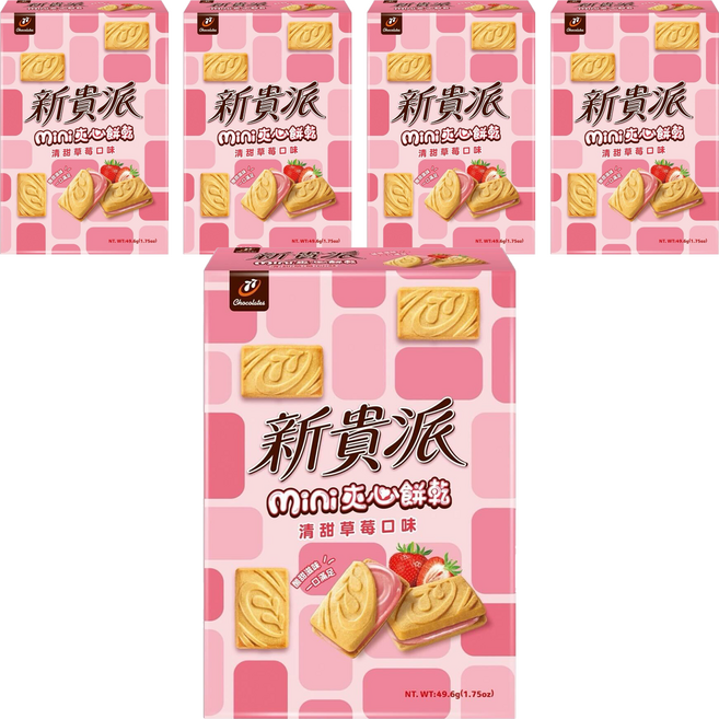 77 新貴派 mini夾心餅乾 清甜草莓口味, 49.6g, 5個