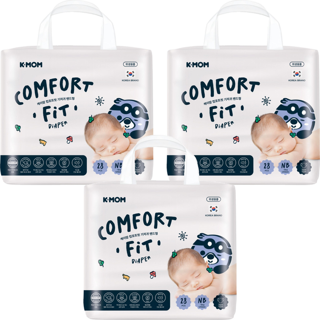 K-MOM COMFORT FIT 雲柔鎖水紙尿布 黏貼型 0~5kg, 84片, 新生兒用 (NB)