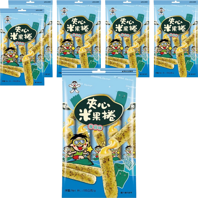 旺旺 夾心米果捲 海苔味, 180g, 6個