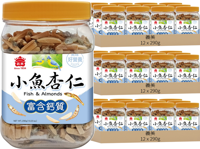 義美 小魚杏仁, 290g, 36罐