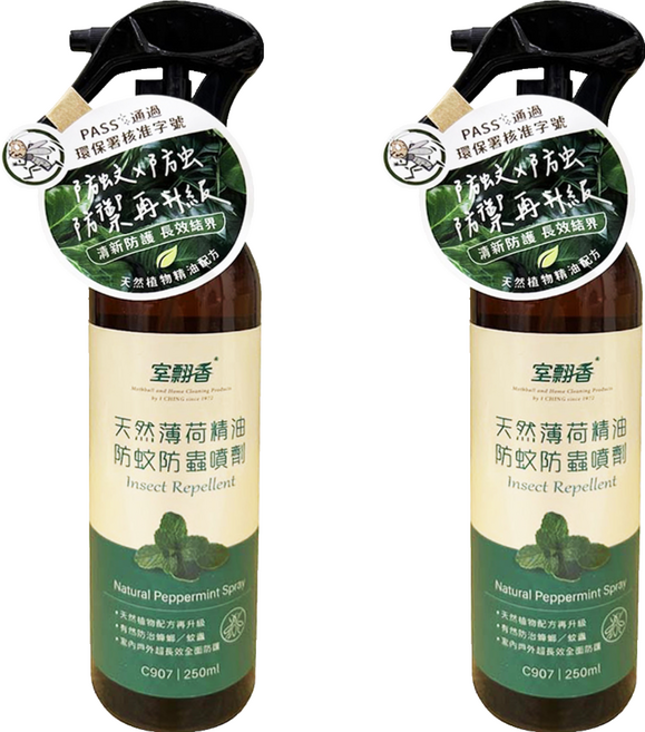 室翲香 天然薄荷精油防蚊防蟲噴劑, 2個, 250ml