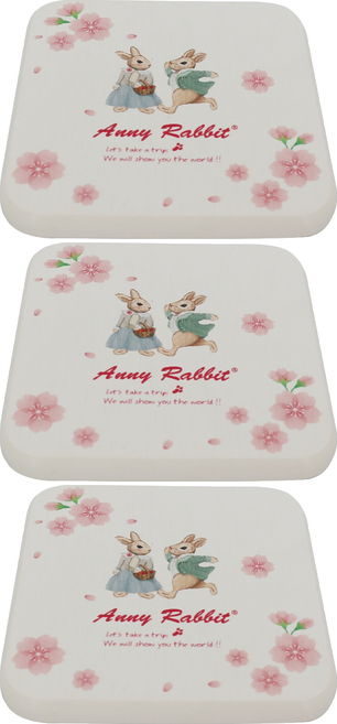 Anny Rabbit 安妮兔 珪藻土杯墊 盒裝, 3入, 櫻花