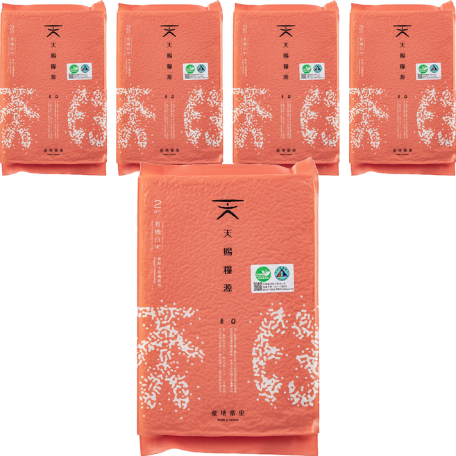 MANNA 天賜糧源 黑黏土有機白米, 5個, 2kg, CNS二等
