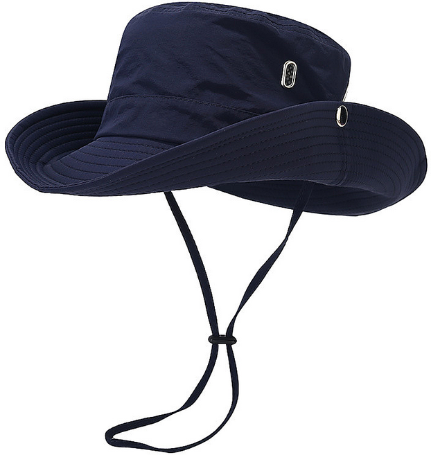 버튼형 햇빛가리개 트레킹 낚시 등산모자, 네이비 블루