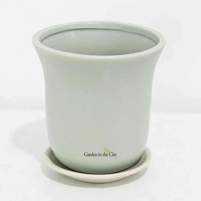 도시정원 파스텔 도자기 벨 화분 받침세트, 그린, 1세트