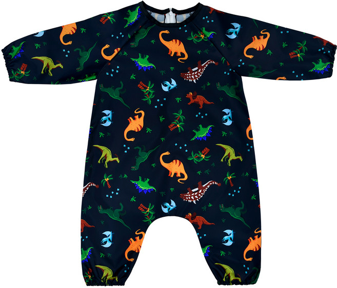 바니키즈 유아용 방수 전신 엉덩이 무봉제 미술가운, 공룡