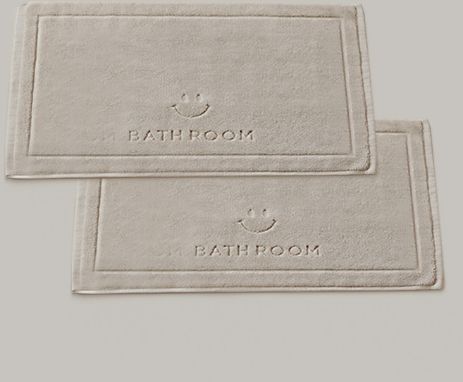 네이쳐리빙 호텔식 프리미엄 욕실 면발매트 2p, 베이지바쓰