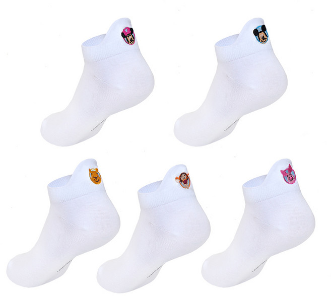 디즈니 여성용 캐릭터 자수 양말 5종 세트