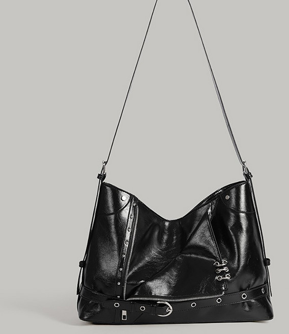 닷이프 여성용 스트릿 메탈릭 벨트 숄더백