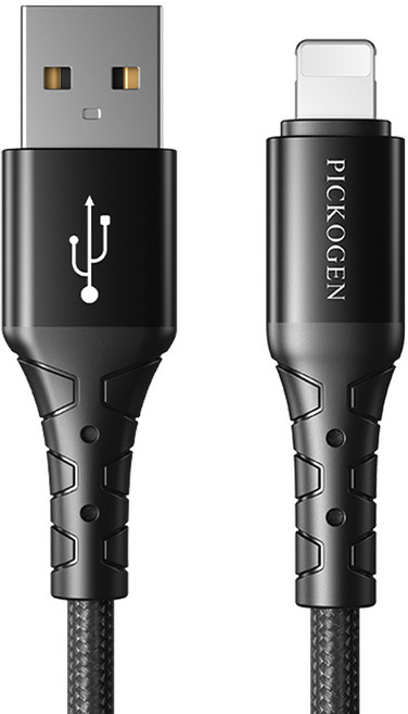 PICKOGEN 皮克全 FastFlex USB-A-Lightning快充線充電線傳輸線編織線, 黑色, 1個, 1m