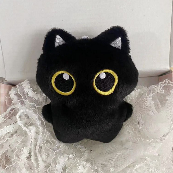 다다랜드 깜냥 고양이 인형 키링, 9cm, 블랙, 1개