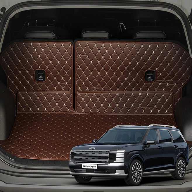 메이튼 차량용 트렁크 매트 분리형, 현대 디올뉴 팰리세이드 LX3 9인승 자동폴딩 (25년1월~), 브라운