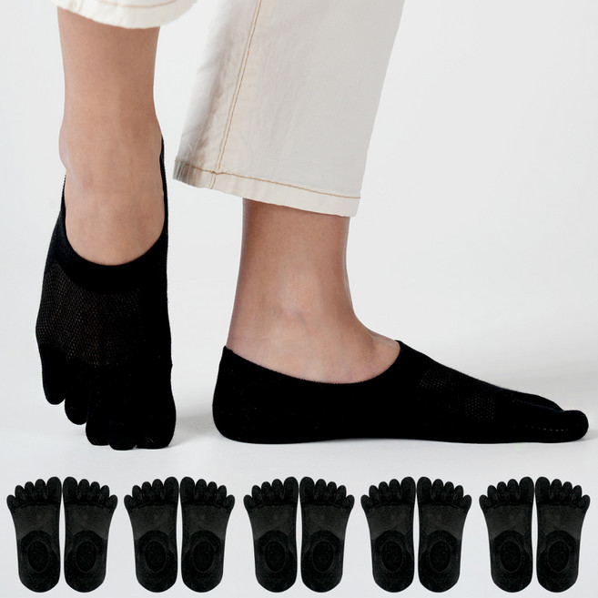 노디자인 발가락 부분까지 통기성 좋은 발가락 망사 양말 5켤레