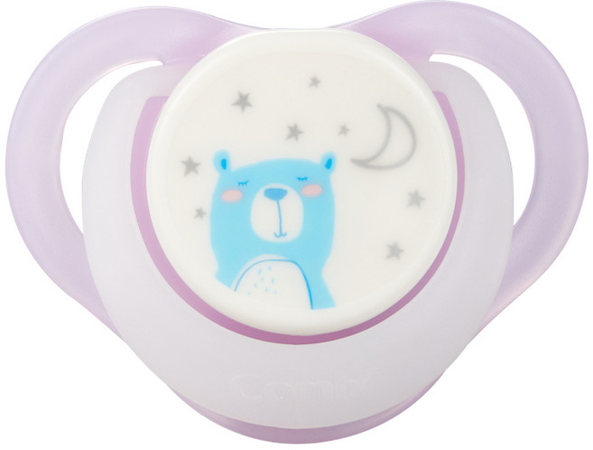 Combi 康貝 Night系列安撫奶嘴, 8-18個月, 紫色小熊, 1個