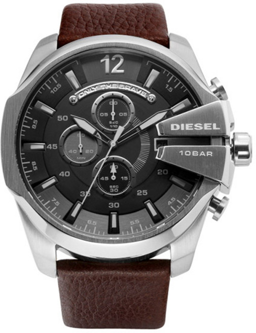 디젤 남성용 메가 치프 크로노그래프 가죽시계 DZ4290