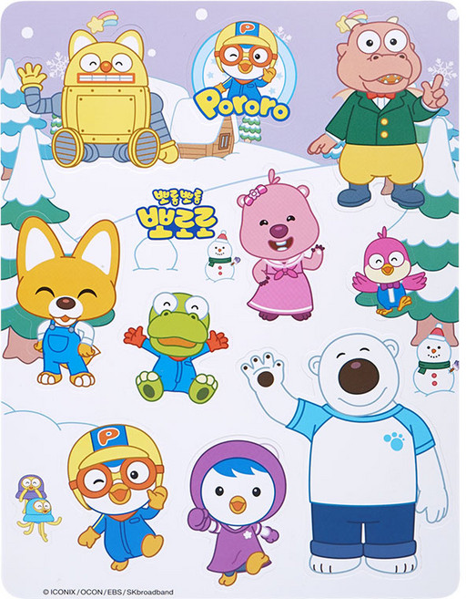 비앤씨 모여라 뽀로로 눈마을 판자석 퍼즐 세트, 1개, 12피스