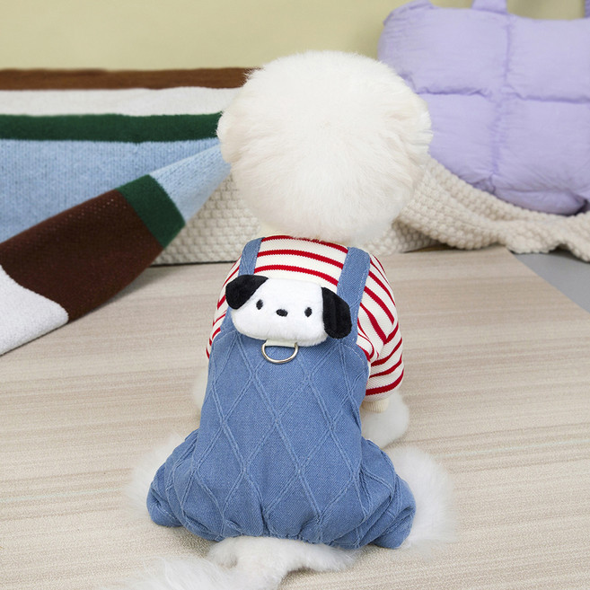 파스텔펫 반려동물 바둑이 멜빵 올인원, 레드, 1개