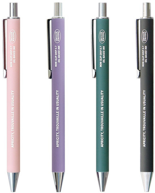 아이코닉 논슬립 스무딩 볼펜 0.7mm, 랜덤발송, 4개