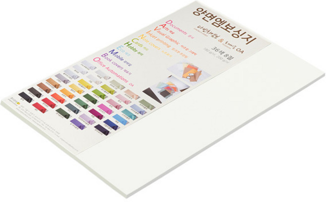 종이문화 다빈치엠보 두꺼운 양면엠보싱지 8절 180g No 01 화이트, 12개