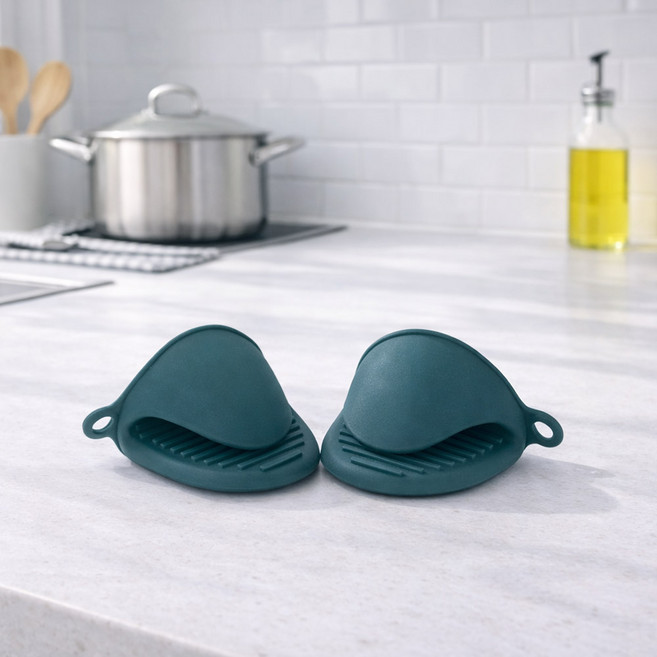 부엌다옴 실리콘 오븐장갑 미니, 그린, 2개