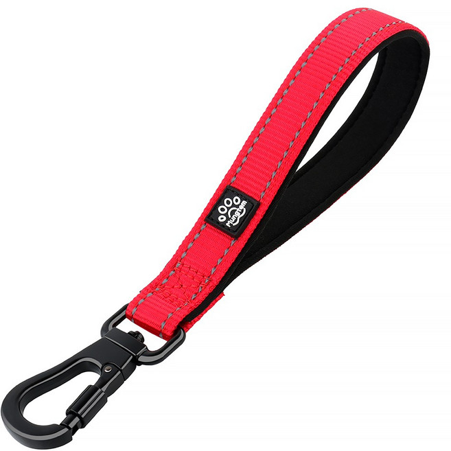 멍템 강철고리 숏 리드줄, 레드, 1개