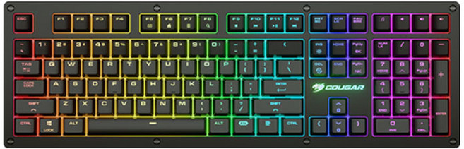 COUGAR 美洲獅 PURI RGB 電競有線標準型鍵盤, 黑色, COUGAR PURI RGB, 標準型