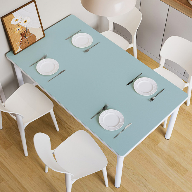 트리아노 가죽 방수 테이블 매트, 블루, 1개, 70 x 120 cm