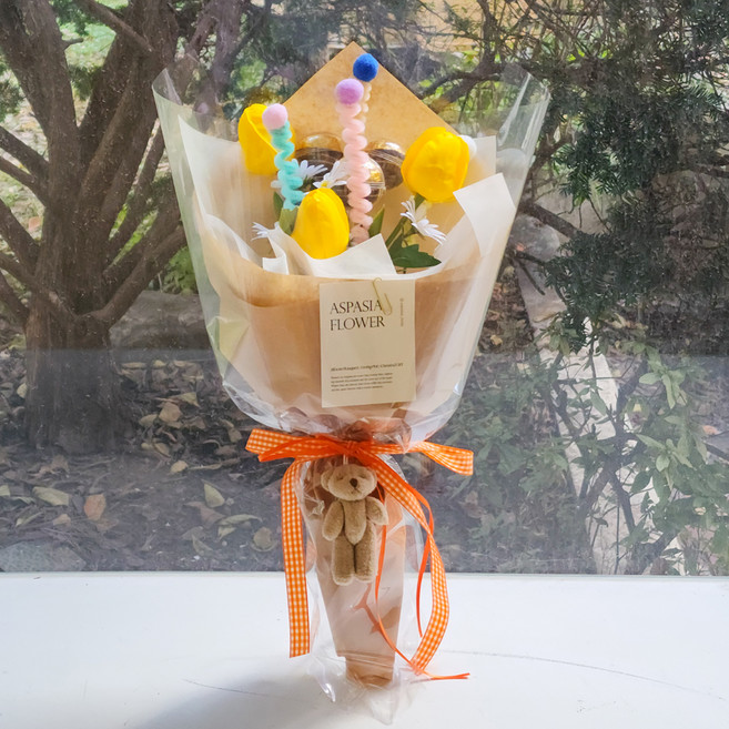 아스파시아 테디 로쉐 모루 꽃다발, 옐로우