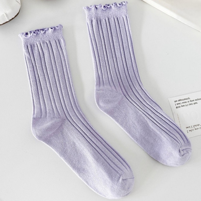 마켓피아 여성용 단색 스트라이프 패션 발목 양말 2켤레