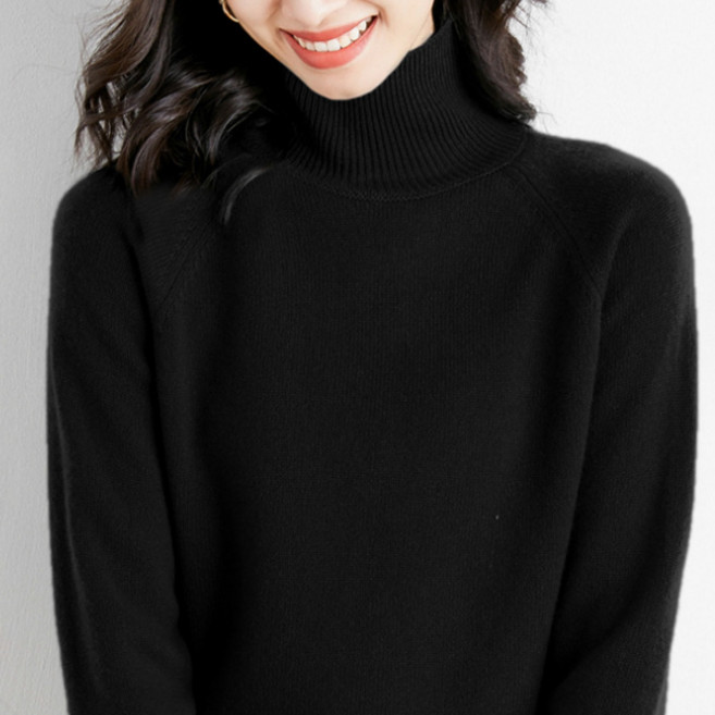 Soleil 女款日常基本款高領羊毛針織毛衣