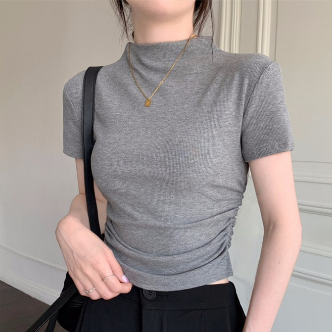 I'M MONG 女款 Toira 半高領短版短袖針織衫