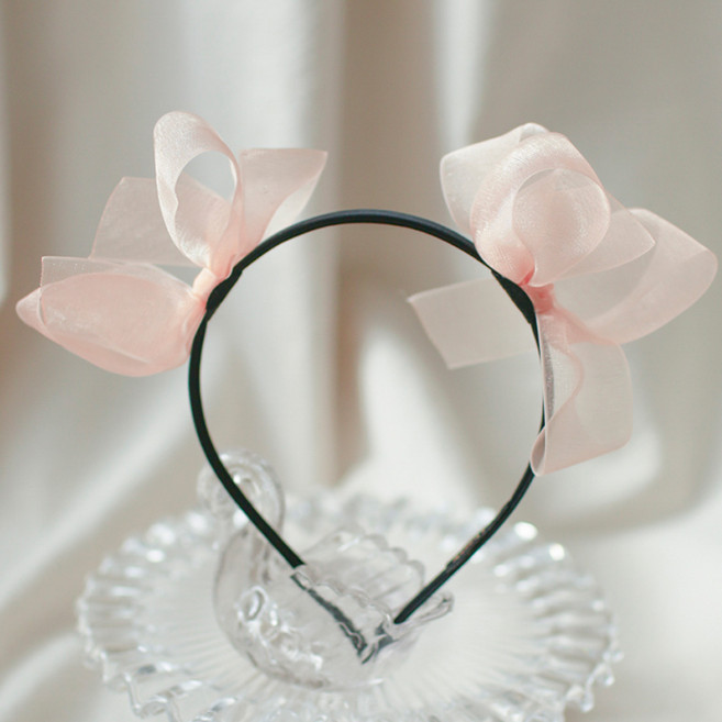 럭키밤비네 여아용 페어리 오간자 리본 헤어밴드 아동 머리띠