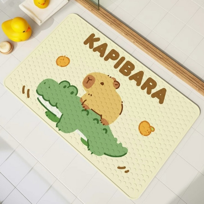 데이소이 낙서 캐릭터 흡착 욕실 욕조 매트 70 x 40 cm, 01 악어와 카피바라, 1개