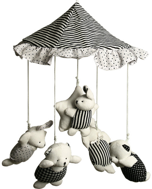 아기노리 큐띠쁘띠 흑백모빌 + 천정고정판 + S자 고리 + 태엽 오르골, 토돌이, 1개