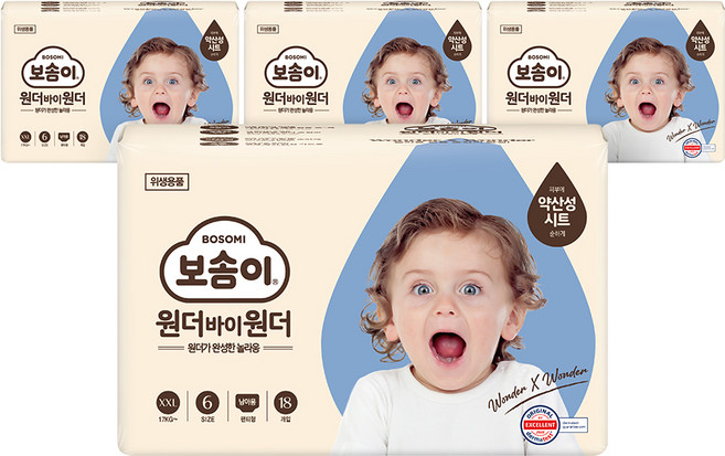 보솜이 원더바이원더 팬티형 기저귀 남아용, 6단계, 72매