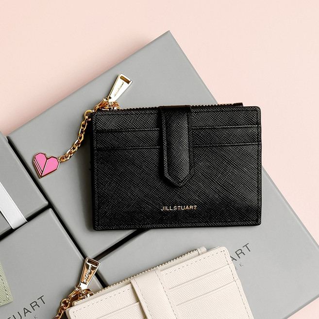 JILLSTUART LILY 迷你吊飾牛皮卡夾