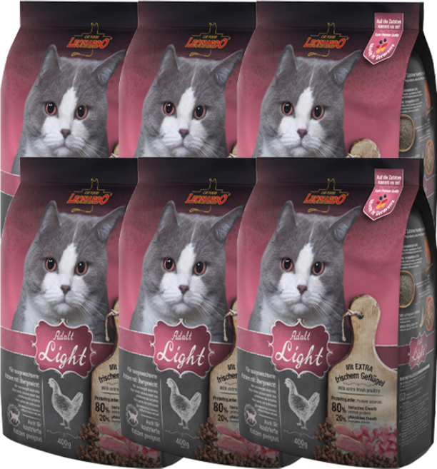 레오나르도 고양이 어덜트 기능성 사료, 다이어트(체중감소), 400g, 6개