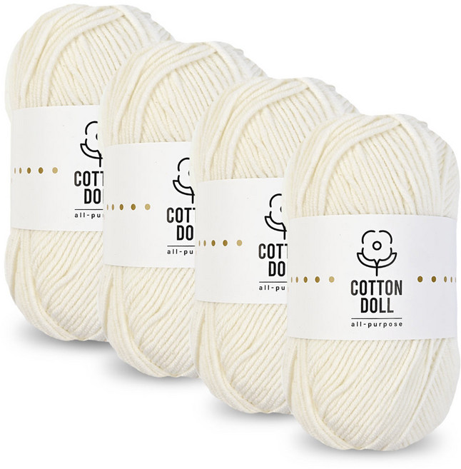 니뜨 코튼돌 뜨개실 50g, 2아이보리, 4개