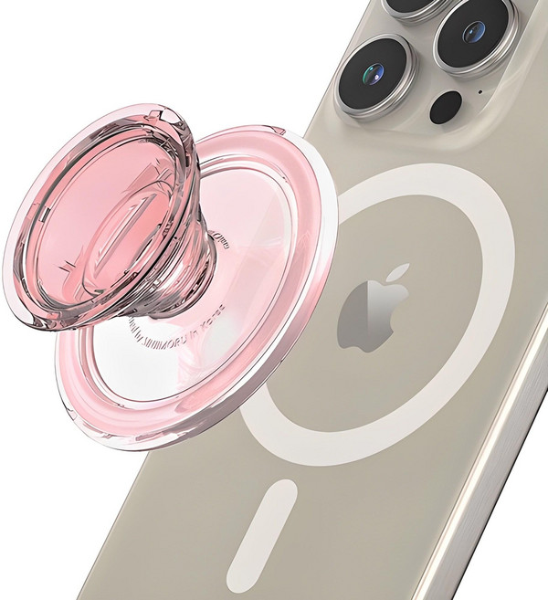 Sinjimoru 磁吸力強化 M-Tiptok MagSafe 透明手機支架 粉色, 1個