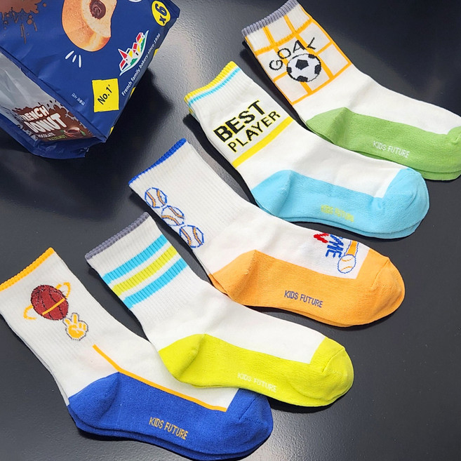 키즈퓨처 아동용 플레이볼 중목 양말 5켤레 세트