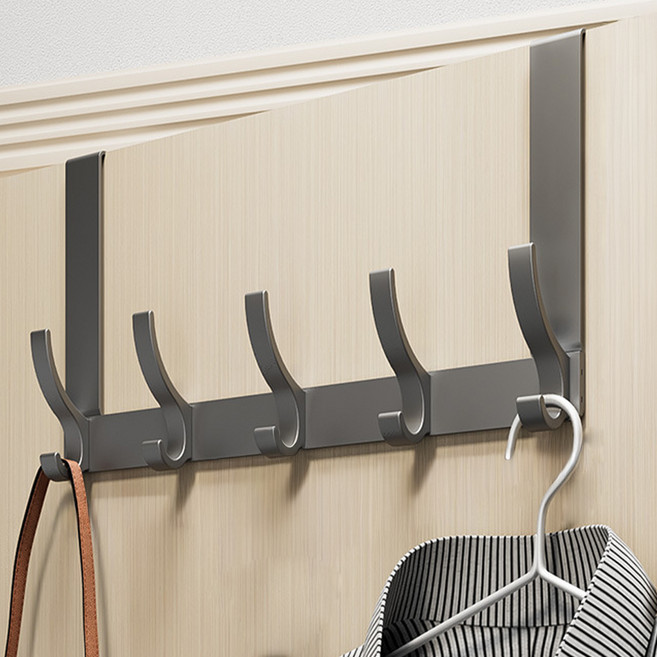 마메 무타공 도어 고리 행거 문걸이 메탈 후크 5구, 그레이, 1개
