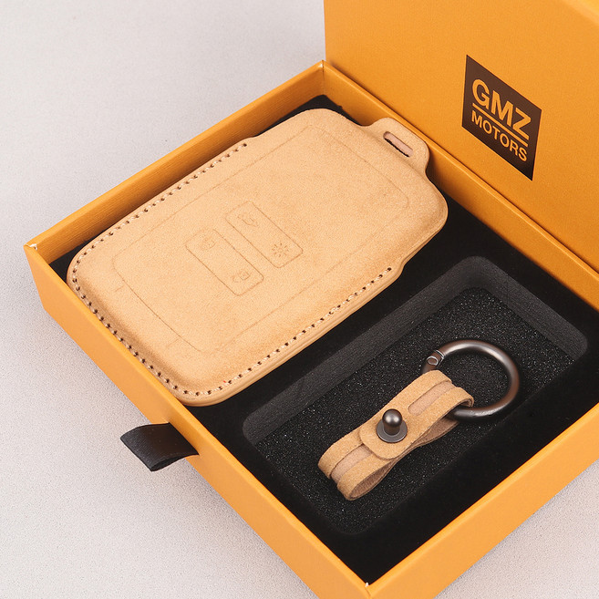 지엠지모터스 차 키케이스 자동차 가죽 스마트 호환 키케이스 알칸타라, 베이지, 르노 4버튼 RN01