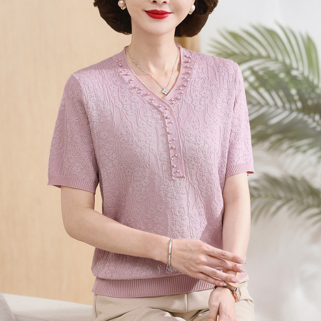 인피어스 여성용 중년 자카드 블라우스 I263-77