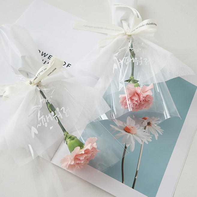 모리앤 생화 레터링 카네이션 한송이 꽃다발 2개입, 핑크