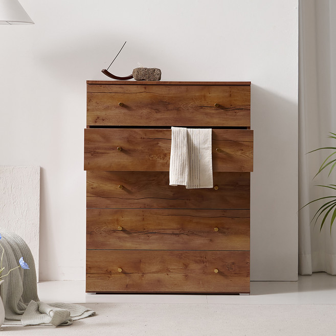 비앙스 코넬 폭넓은 서랍장 800 방문설치, 내츄럴우드, 5단