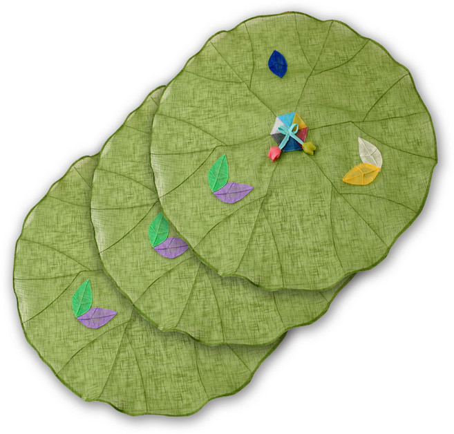 해피툴 나뭇잎 모시 조각 밥상보 그린, 3개